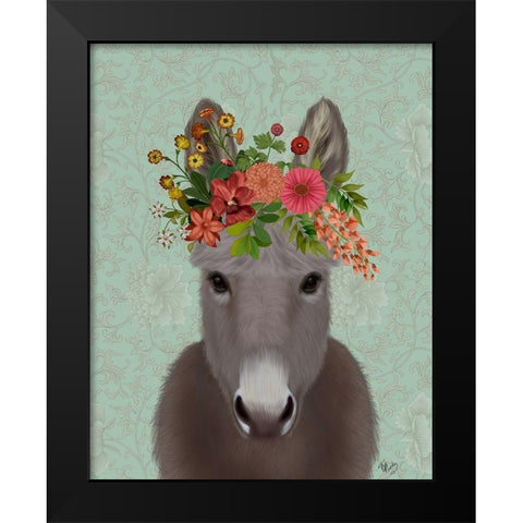 Donkey Bohemian 4 Black Modern Wood Framed Art Print by Fab Funky
