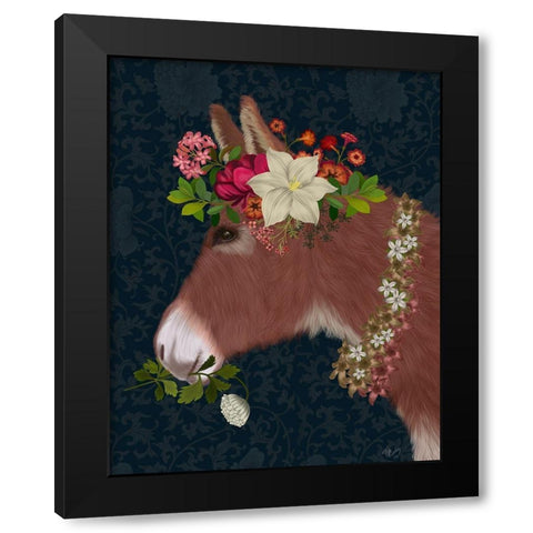 Donkey Bohemian 5 Black Modern Wood Framed Art Print by Fab Funky