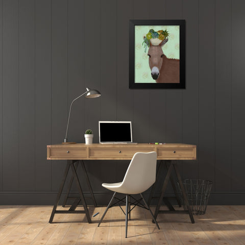 Donkey Succulent Black Modern Wood Framed Art Print by Fab Funky