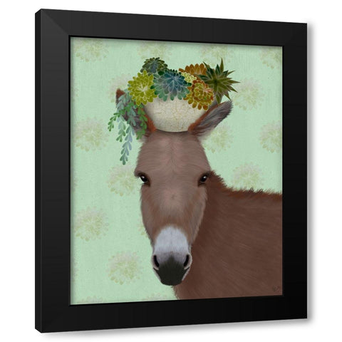 Donkey Succulent Black Modern Wood Framed Art Print with Double Matting by Fab Funky