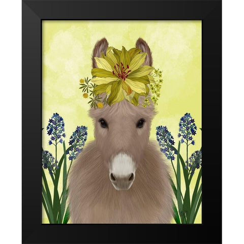 Donkey Sunflower Black Modern Wood Framed Art Print by Fab Funky