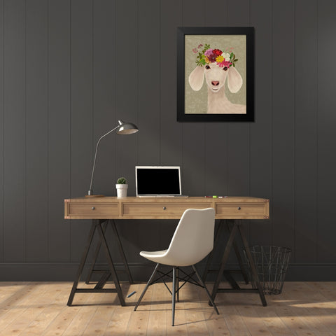 Goat Bohemian 2 Black Modern Wood Framed Art Print by Fab Funky