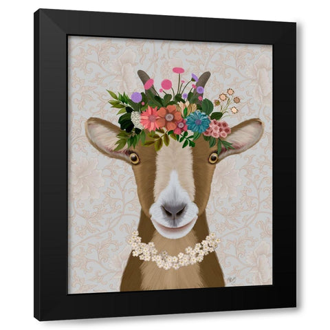 Goat Bohemian 3 Black Modern Wood Framed Art Print with Double Matting by Fab Funky