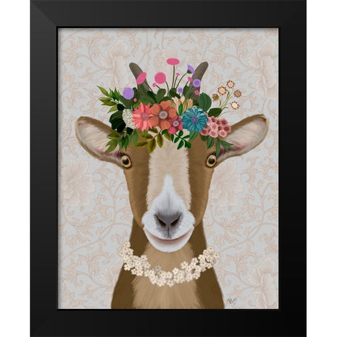 Goat Bohemian 3 Black Modern Wood Framed Art Print by Fab Funky