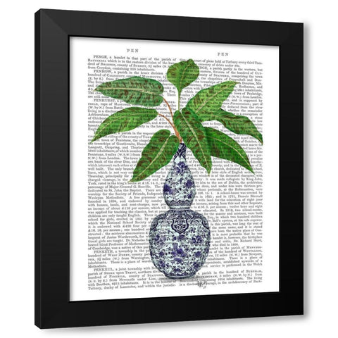 Chinoiserie Vase 1, With Plant Book Print Black Modern Wood Framed Art Print by Fab Funky