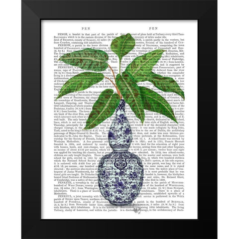 Chinoiserie Vase 1, With Plant Book Print Black Modern Wood Framed Art Print by Fab Funky