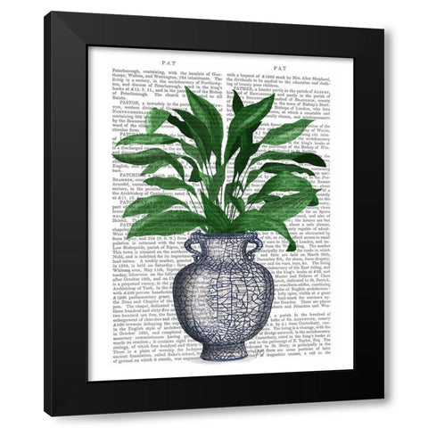 Chinoiserie Vase 2, With Plant Book Print Black Modern Wood Framed Art Print with Double Matting by Fab Funky