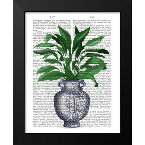 Chinoiserie Vase 2, With Plant Book Print Black Modern Wood Framed Art Print by Fab Funky