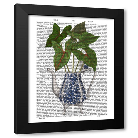 Chinoiserie Vase 4, With Plant Book Print Black Modern Wood Framed Art Print by Fab Funky