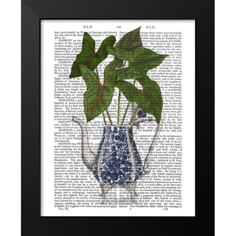 Chinoiserie Vase 4, With Plant Book Print Black Modern Wood Framed Art Print by Fab Funky