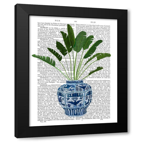 Chinoiserie Vase 5, With Plant Book Print Black Modern Wood Framed Art Print by Fab Funky
