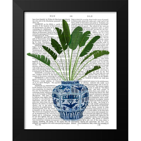 Chinoiserie Vase 5, With Plant Book Print Black Modern Wood Framed Art Print by Fab Funky