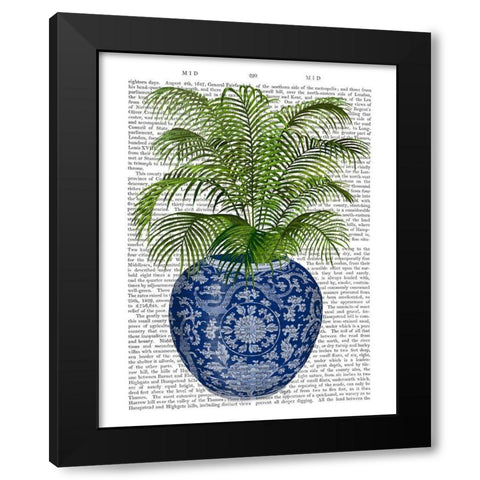 Chinoiserie Vase 6, With Plant Book Print Black Modern Wood Framed Art Print by Fab Funky
