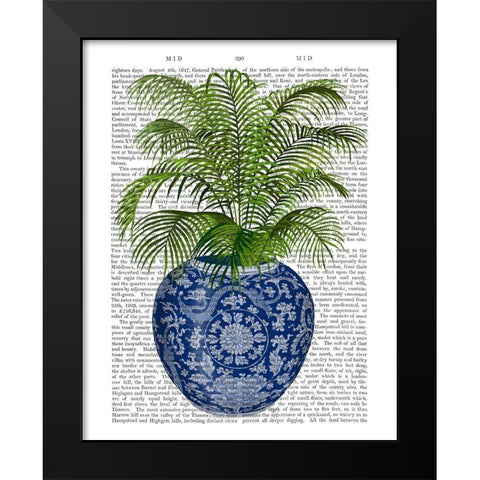 Chinoiserie Vase 6, With Plant Book Print Black Modern Wood Framed Art Print by Fab Funky