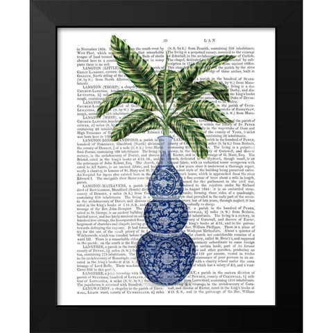 Chinoiserie Vase 7, With Plant Book Print Black Modern Wood Framed Art Print by Fab Funky