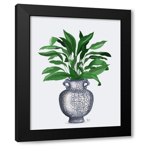 Chinoiserie Vase 2, With Plant Black Modern Wood Framed Art Print by Fab Funky
