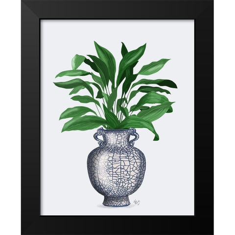 Chinoiserie Vase 2, With Plant Black Modern Wood Framed Art Print by Fab Funky