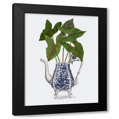 Chinoiserie Vase 4, With Plant Black Modern Wood Framed Art Print with Double Matting by Fab Funky