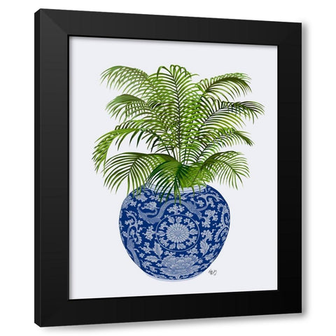 Chinoiserie Vase 6, With Plant Black Modern Wood Framed Art Print with Double Matting by Fab Funky
