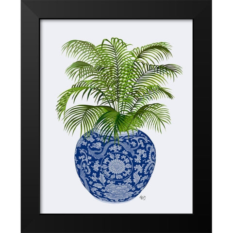 Chinoiserie Vase 6, With Plant Black Modern Wood Framed Art Print by Fab Funky