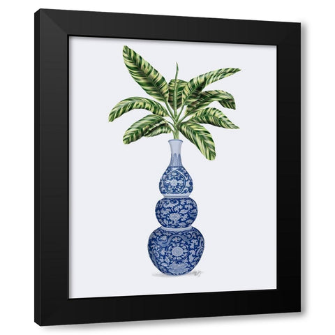 Chinoiserie Vase 7, With Plant Black Modern Wood Framed Art Print by Fab Funky