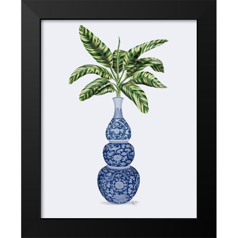 Chinoiserie Vase 7, With Plant Black Modern Wood Framed Art Print by Fab Funky
