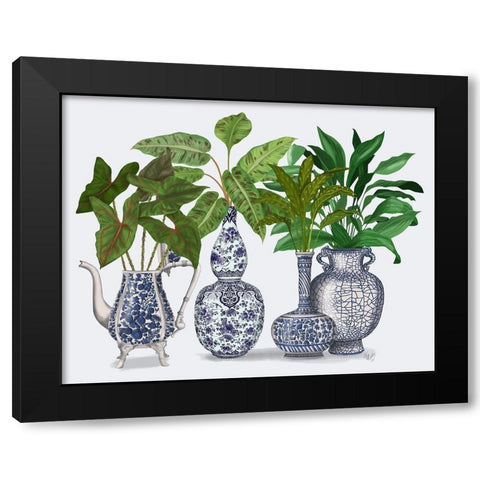 Chinoiserie Vase Group 2 Black Modern Wood Framed Art Print by Fab Funky