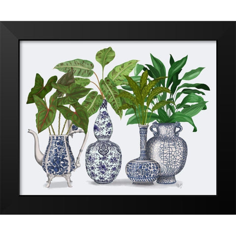 Chinoiserie Vase Group 2 Black Modern Wood Framed Art Print by Fab Funky
