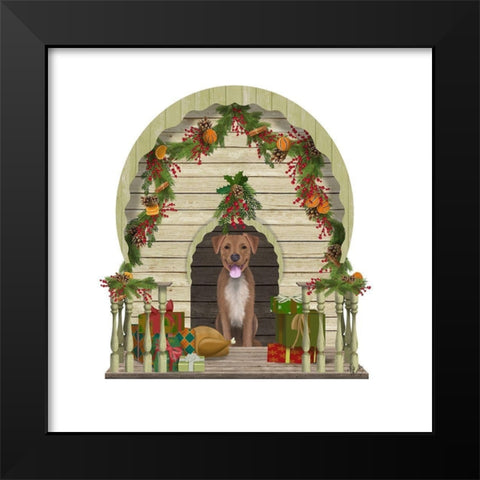 Christmas Des - Christmas Kennel - Williamsburg Black Modern Wood Framed Art Print by Fab Funky