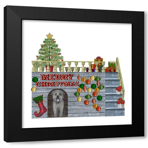 Christmas Des - Christmas Kennel - Bauble Black Modern Wood Framed Art Print with Double Matting by Fab Funky