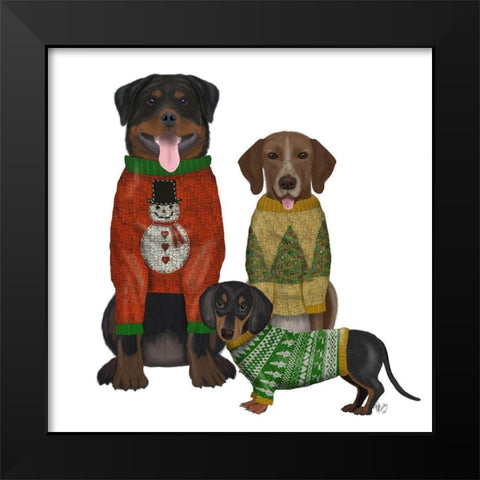 Christmas Des - Ugly Christmas Sweater Competition Black Modern Wood Framed Art Print by Fab Funky