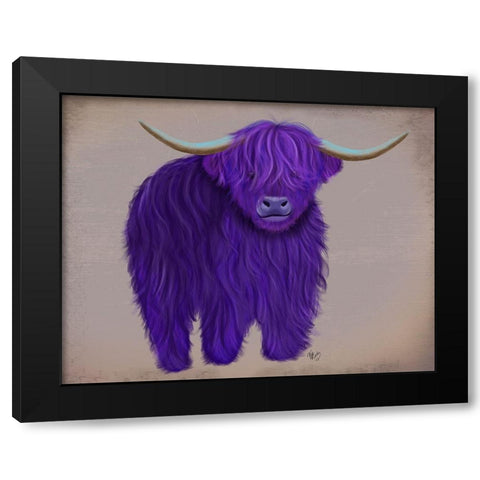 Highland Cow 5, Purple, Full Black Modern Wood Framed Art Print with Double Matting by Fab Funky