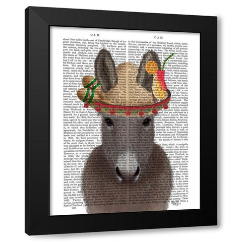 Donkey Sombrero Book Print Black Modern Wood Framed Art Print with Double Matting by Fab Funky