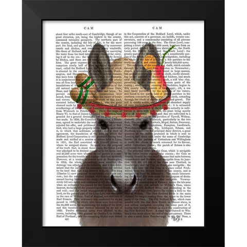 Donkey Sombrero Book Print Black Modern Wood Framed Art Print by Fab Funky