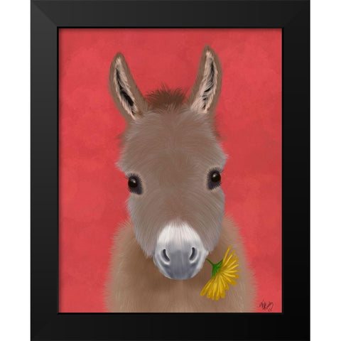Donkey Yellow Flower Black Modern Wood Framed Art Print by Fab Funky