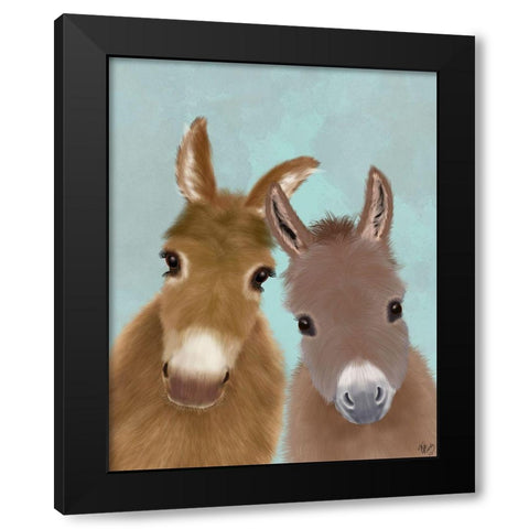Donkey Duo, Looking at You Black Modern Wood Framed Art Print with Double Matting by Fab Funky