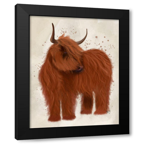 Highland Cow 2, Full Black Modern Wood Framed Art Print with Double Matting by Fab Funky