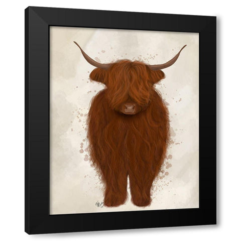 Highland Cow 3, Full Black Modern Wood Framed Art Print with Double Matting by Fab Funky