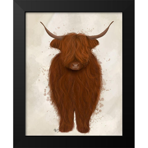 Highland Cow 3, Full Black Modern Wood Framed Art Print by Fab Funky