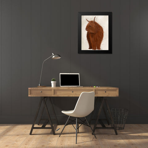 Highland Cow 4, Full Black Modern Wood Framed Art Print by Fab Funky