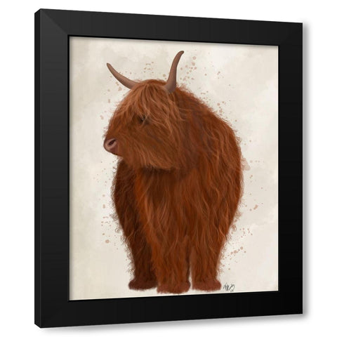 Highland Cow 4, Full Black Modern Wood Framed Art Print with Double Matting by Fab Funky