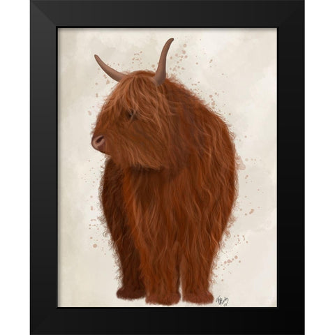 Highland Cow 4, Full Black Modern Wood Framed Art Print by Fab Funky