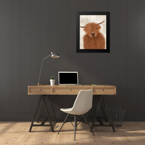 Highland Cow 10, Portrait Black Modern Wood Framed Art Print by Fab Funky