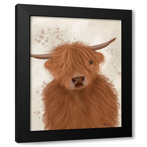 Highland Cow 10, Portrait Black Modern Wood Framed Art Print with Double Matting by Fab Funky