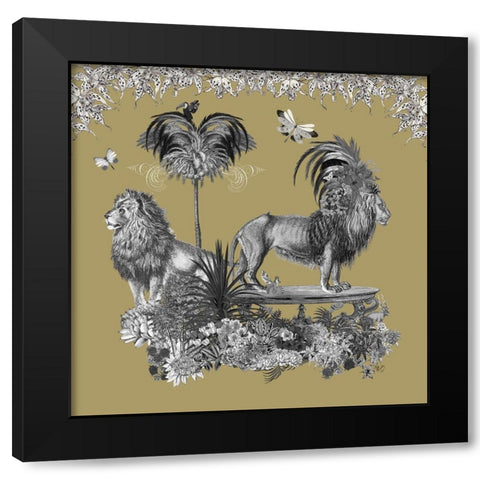 Livoris Feritas Lion Design, Square Black Modern Wood Framed Art Print with Double Matting by Fab Funky