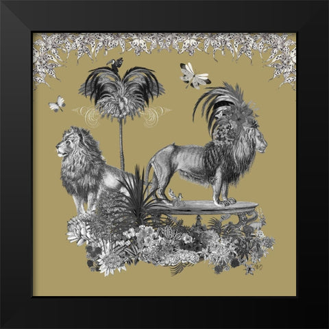 Livoris Feritas Lion Design, Square Black Modern Wood Framed Art Print by Fab Funky