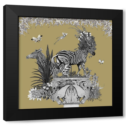 Livoris Feritas Zebra Design, Square Black Modern Wood Framed Art Print with Double Matting by Fab Funky