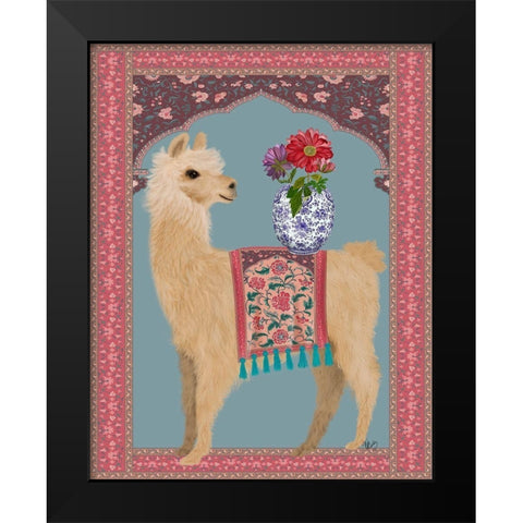 Llama Chinoiserie 3 Black Modern Wood Framed Art Print by Fab Funky