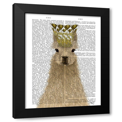 Llama Queen Book Print Black Modern Wood Framed Art Print with Double Matting by Fab Funky