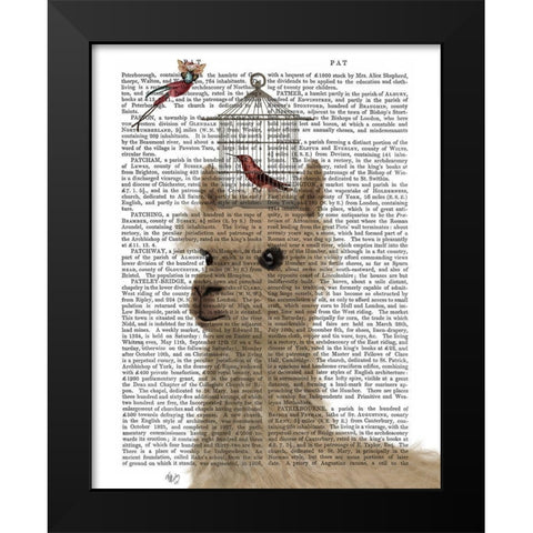 Llama and Birdcage Book Print Black Modern Wood Framed Art Print by Fab Funky